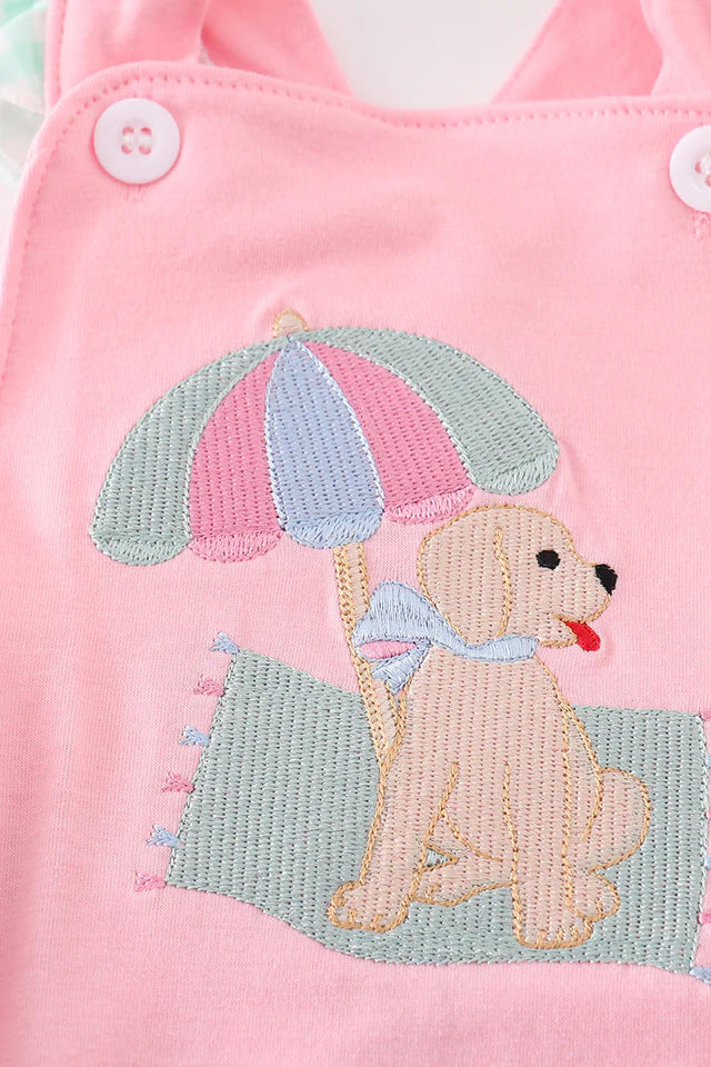 Pink Beach Puppy Embroidery Girl Bubble - 24m