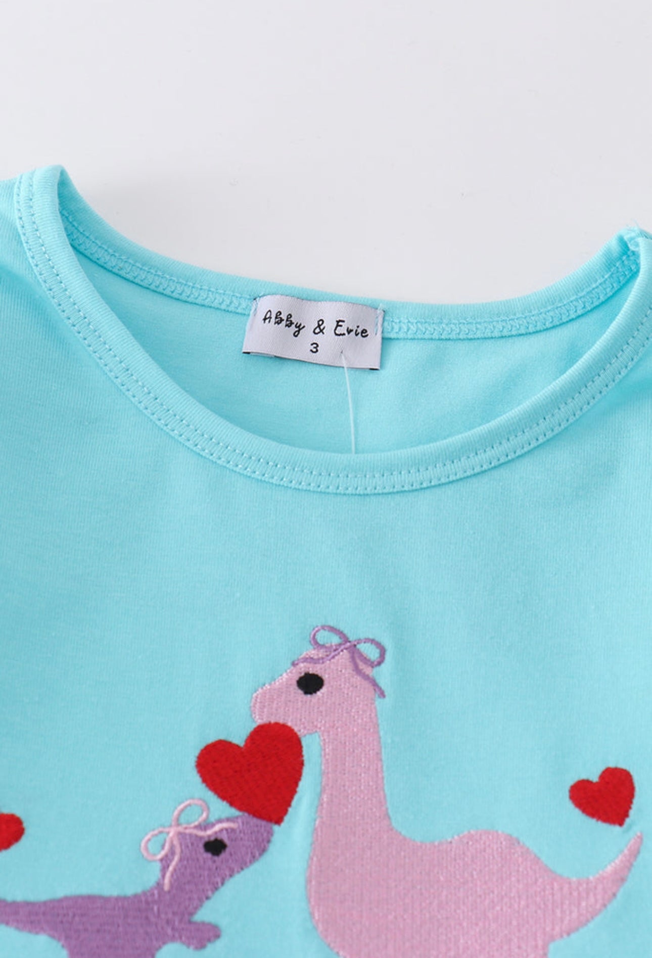 Blue valentine dinosaur embroidery girl set - 3t