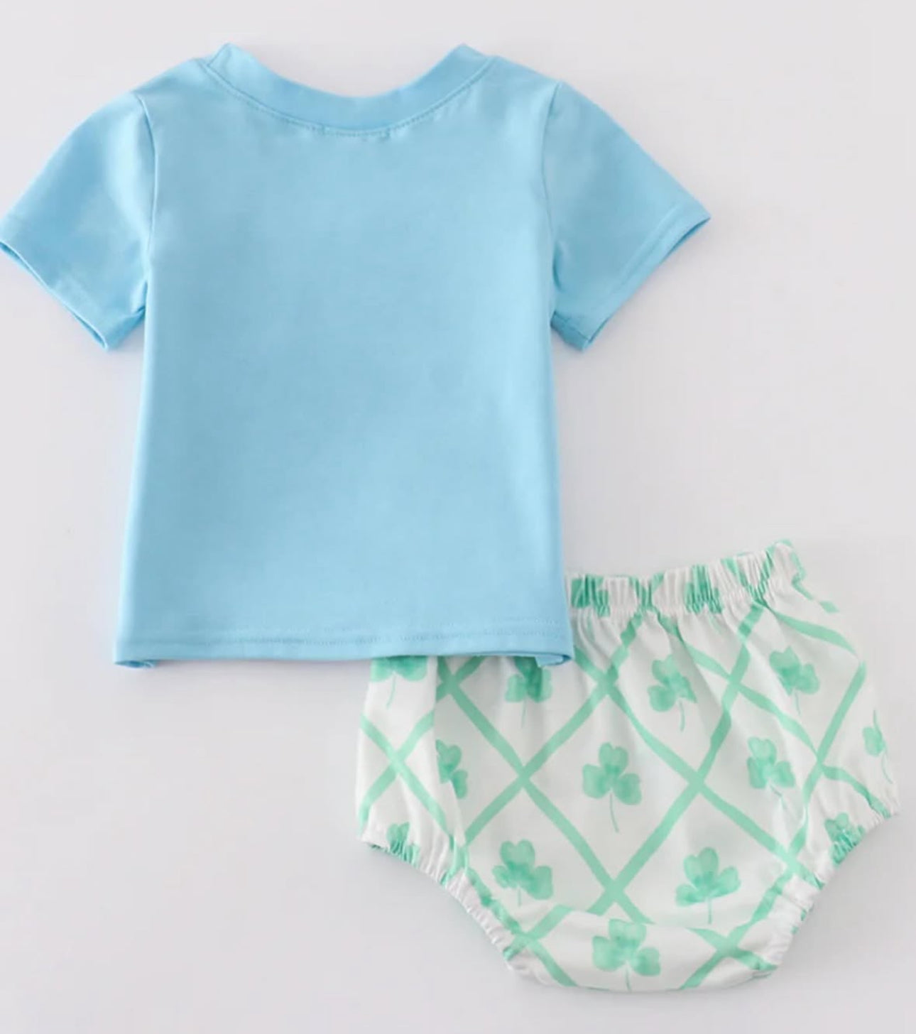 Blue St. Patricks clover boy bloomer set - 12m